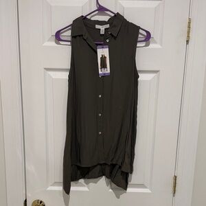 Fever Olive Button-Up Top